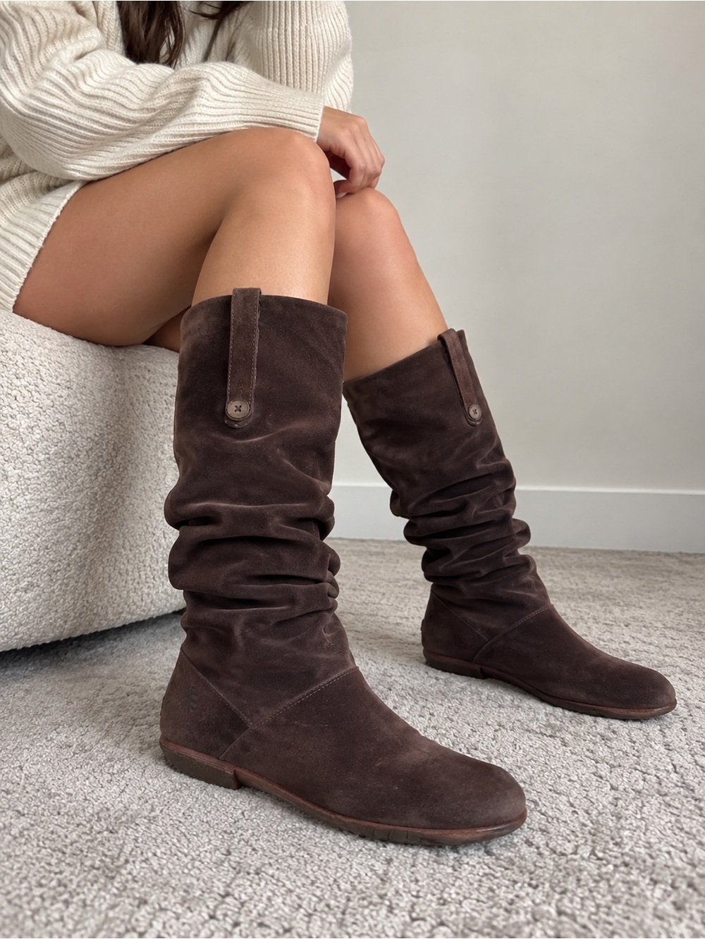 UGG Australia Highkoo Womens Brown Suede Slouch Boots Size 9